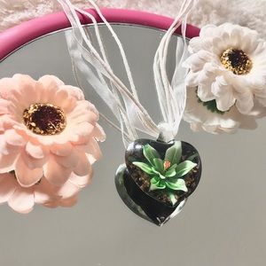 Heart Pendant 3D Plant Necklace